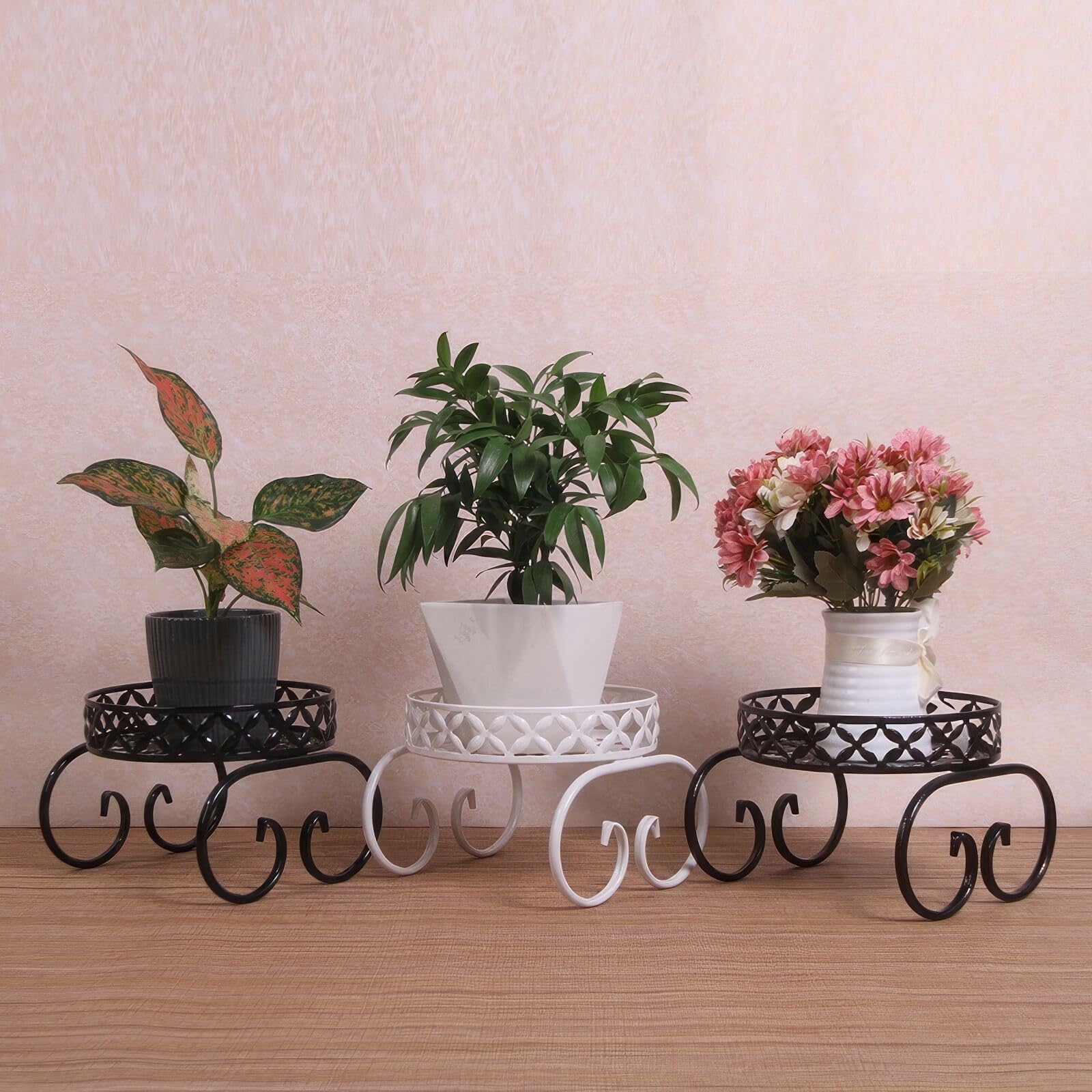 Supporto per Piante in Vaso in Metallo a Doppio Strato, Portavasi in Ferro Battuto Portavasi Decorativo per Interni Ed Esterni, Portavasi per Piante Portavasi Ad Angolo Fioriera Multipla per Soggiorno