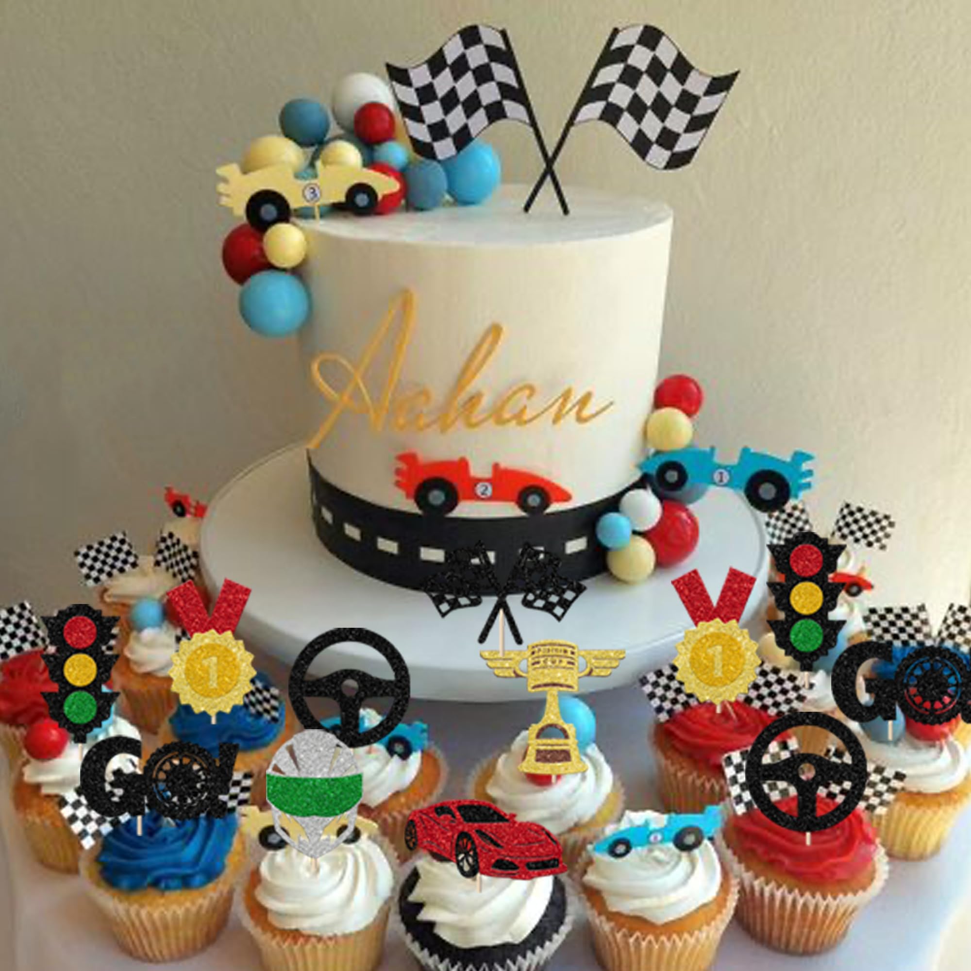 Glitter Cupcake Picks Confetti! 24-Piece Race Car - Racing Theme ...