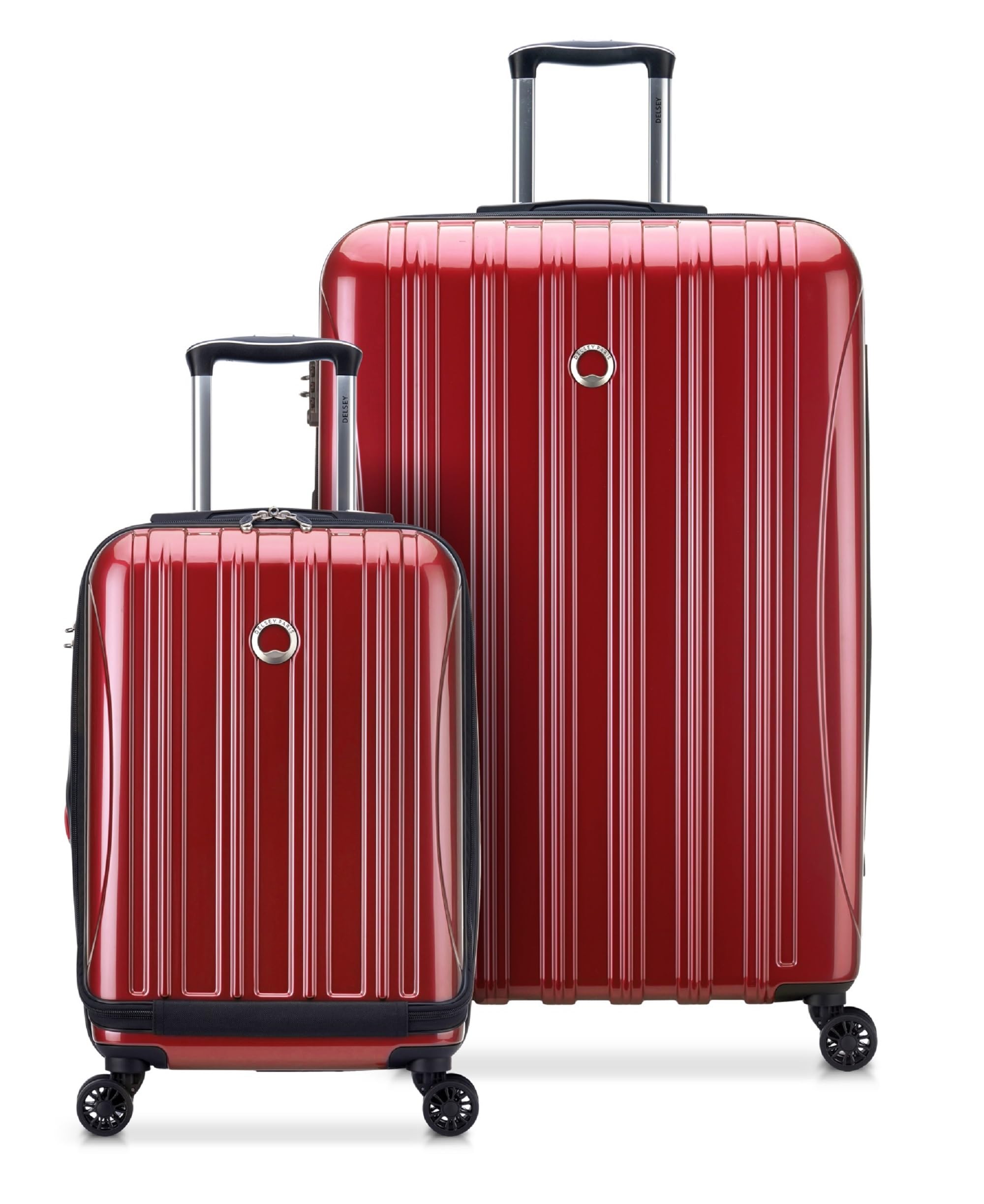 Delsey Paris Helium Aero Walizka twarda z funkcją, kółka obrotowe, Cegłowa Czerwień, 2-Piece Set (19/29), Zabawna koszulka z napisem 'Got Win'