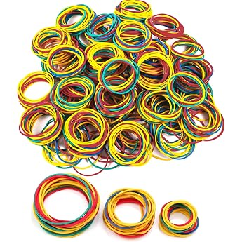 Yoosso Pack of 500 Colourful Rubber Bands 25/38/50 mm Small Rubber Rings Household Rubber Bands Rubber Bands Elasticity for Home School Office