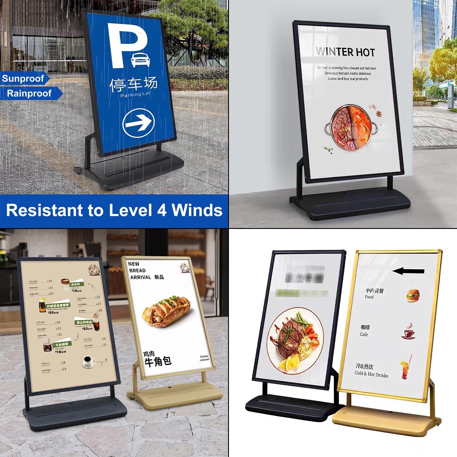 Soporte móvil para carteles, soporte de pie con ruedas, soporte de póster de exhibición al aire libre para publicidad, duradero y versátil para diversas necesidades de señalización