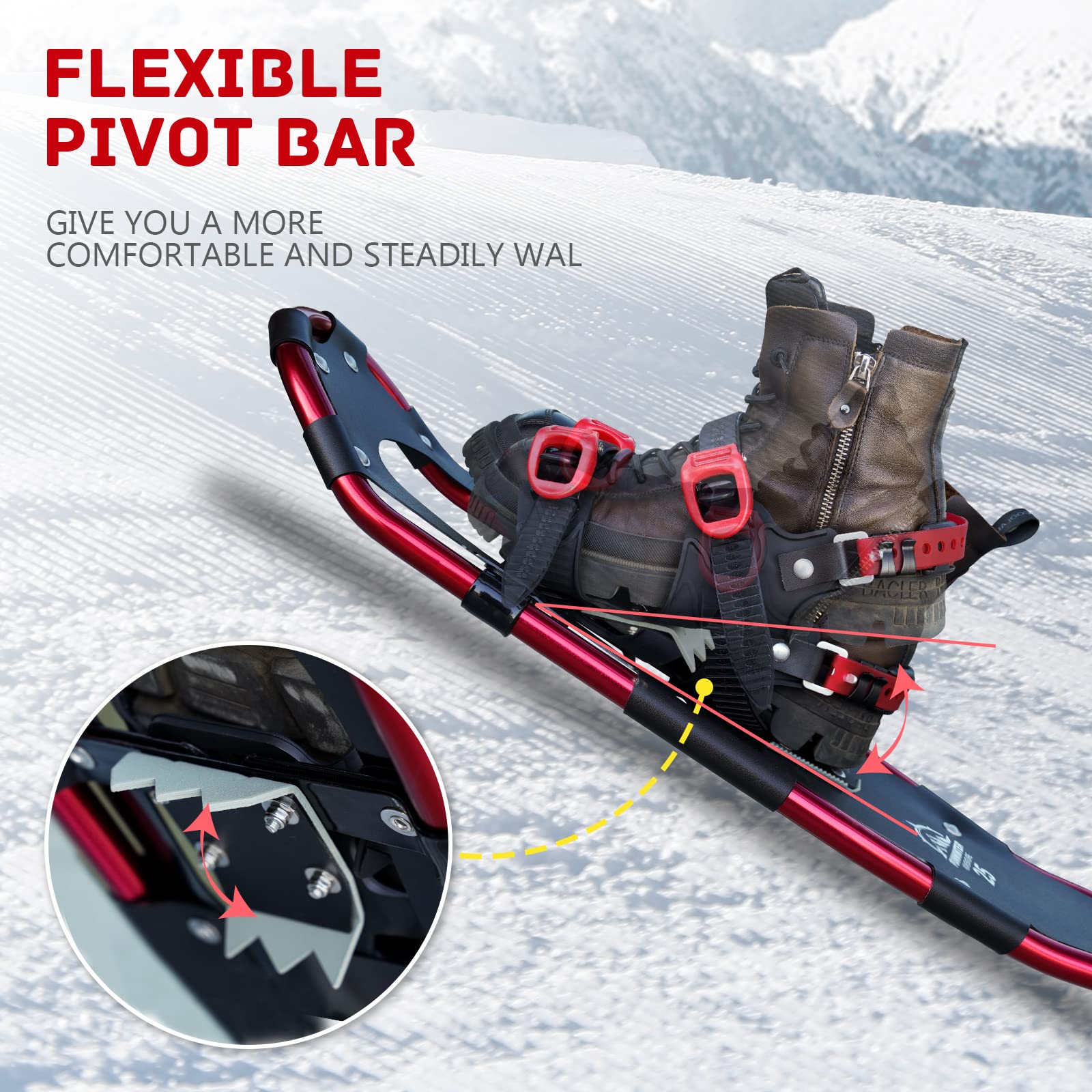 Racchette Da Neve FunWater Regolabili - Leggere In Alluminio Per Trekking E Escursioni - Foto 9