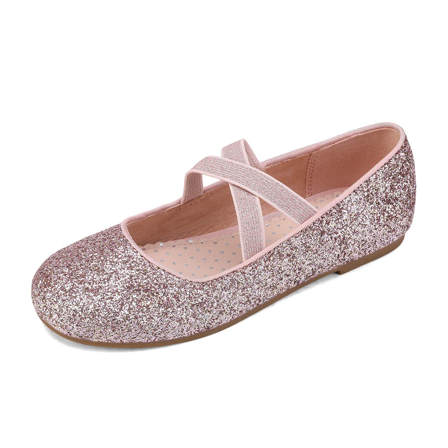 DREAM PAIRSGirl's Ballet Flat Kids Glitter Mary Jane Flower Dress Shoes for Wedding Party