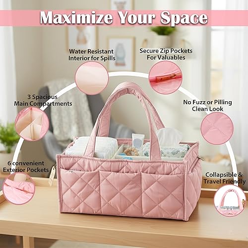 Miniatura 3 de Organizador de pañales para bebé, cesta de almacenamiento para recién nacidos, cesta de viaje para pañales, toallitas para bebé, organizador de