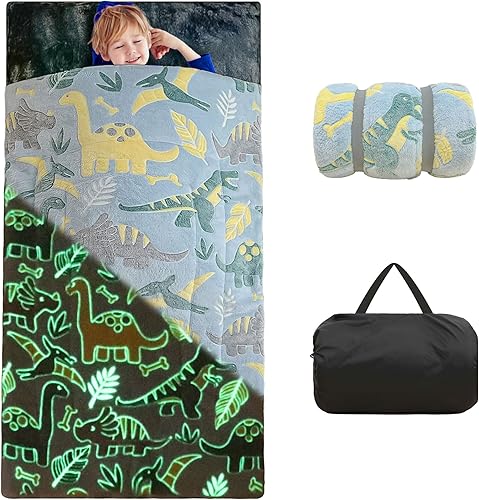 Sacos de dormir para niños y niñas, saco de dormir espacial con estrellas que brillan en la oscuridad, tapete para siesta súper suave para fiestas
