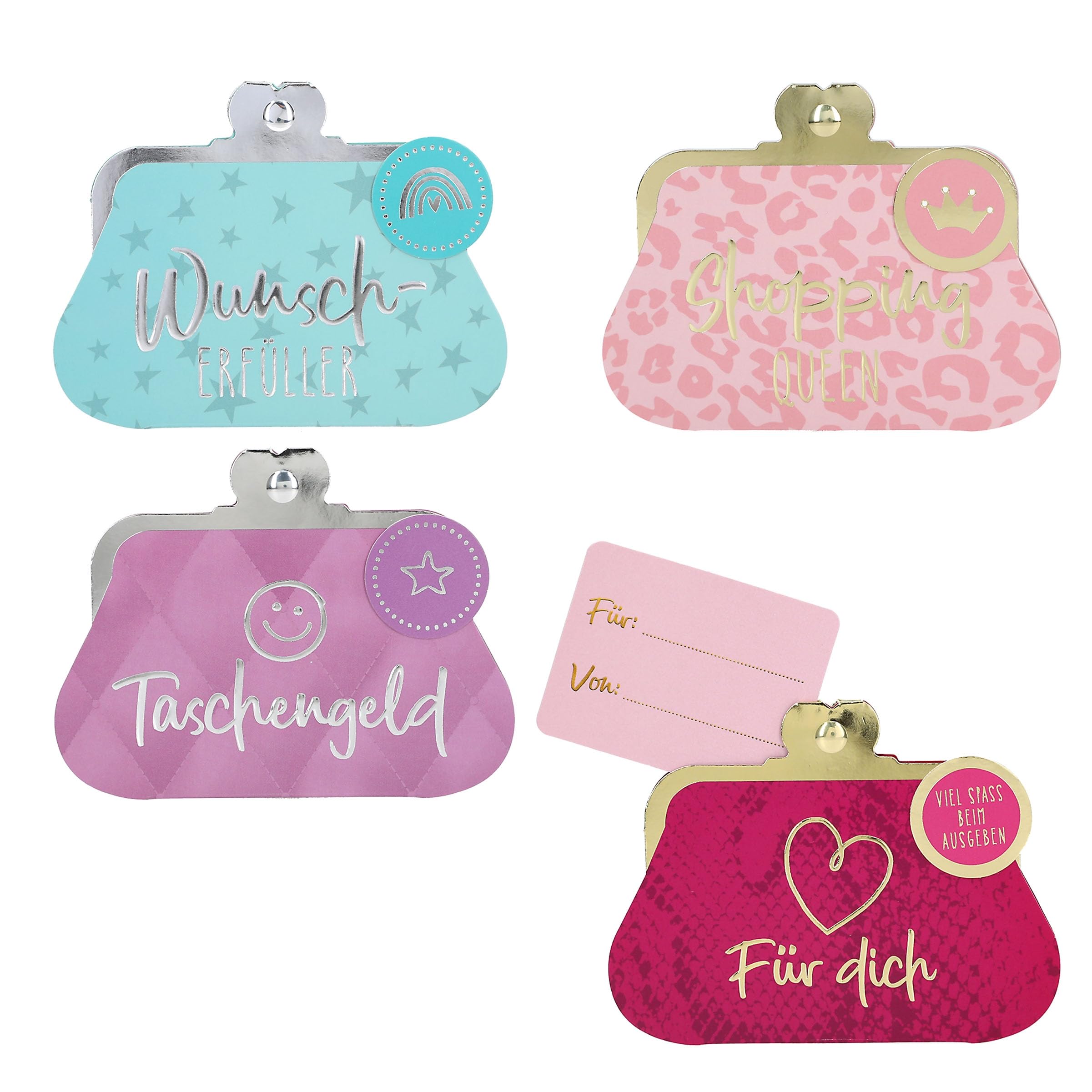Depesche WUNSCHERFÜLLER Geschenk-Portemonnaie | Mini Geldbörse als kreative Geldgeschenk Verpackung | mit Magnetverschluss & Innenkärtchen | 1 Stück, Design zufällig