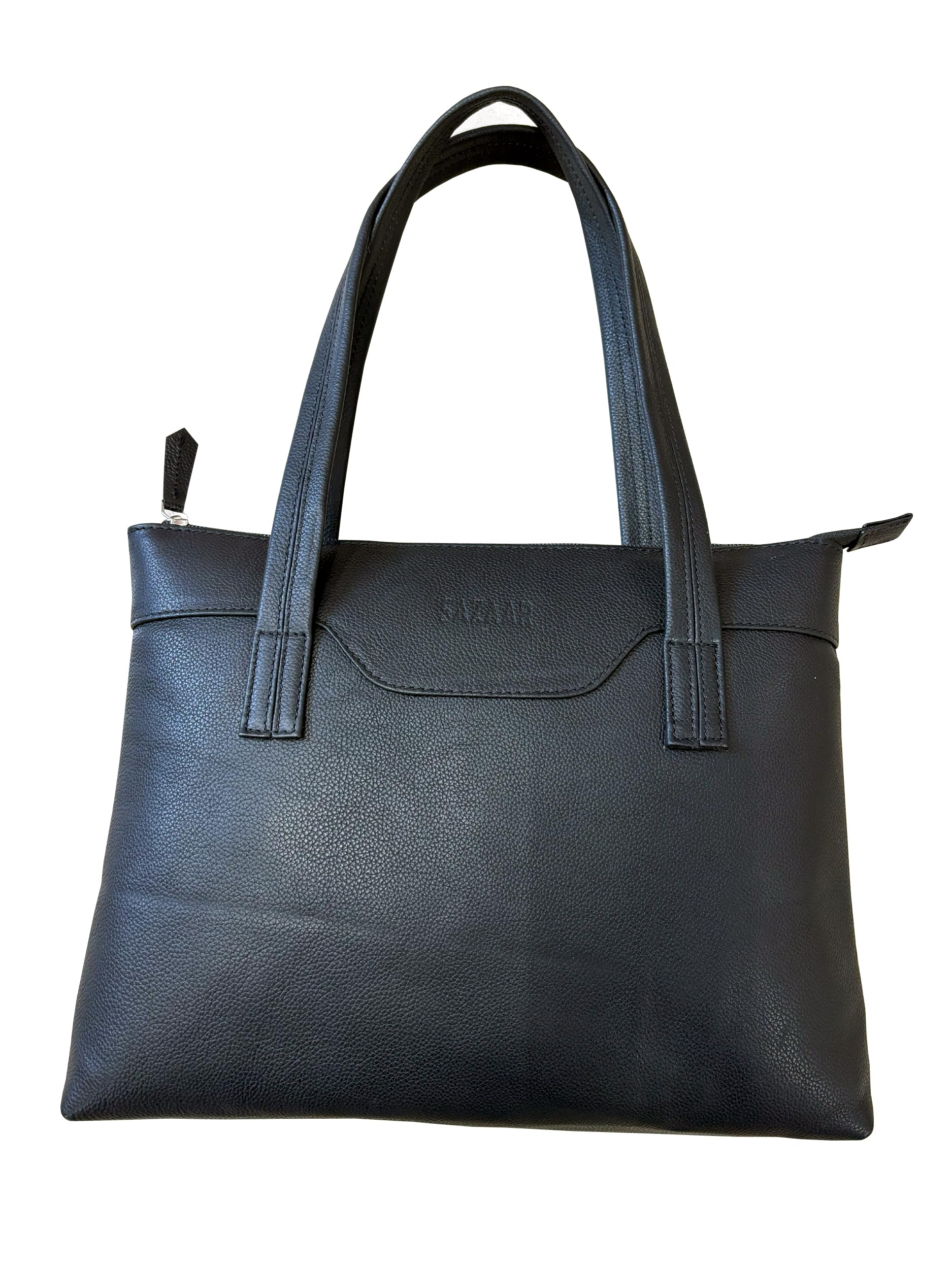 Genuine Leather Satchel Top-Handle Handbags for Women Ladies Bag Black