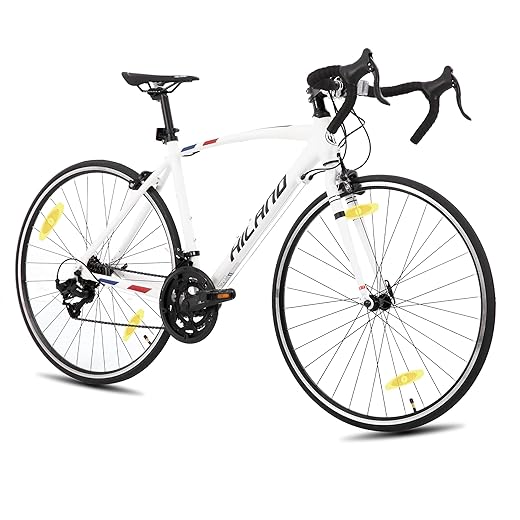HILAND Alliance Vélo de Route 28” 700C, 14 Vitesses, Cadre Aluminium 49/53/57 cm, Vélo de Ville et Pendulaire pour Homme et Femme, Plusieurs Tailles, Noir/Blanc