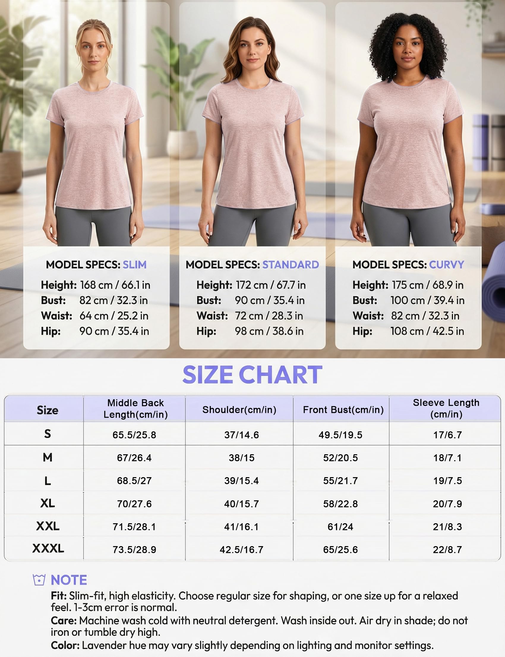 Camiseta Deportiva Mujer Manga Corta Cuello Redondo Transpirable y de Secado Rápido para Fitness Yoga Running Entrenamiento S-XXL