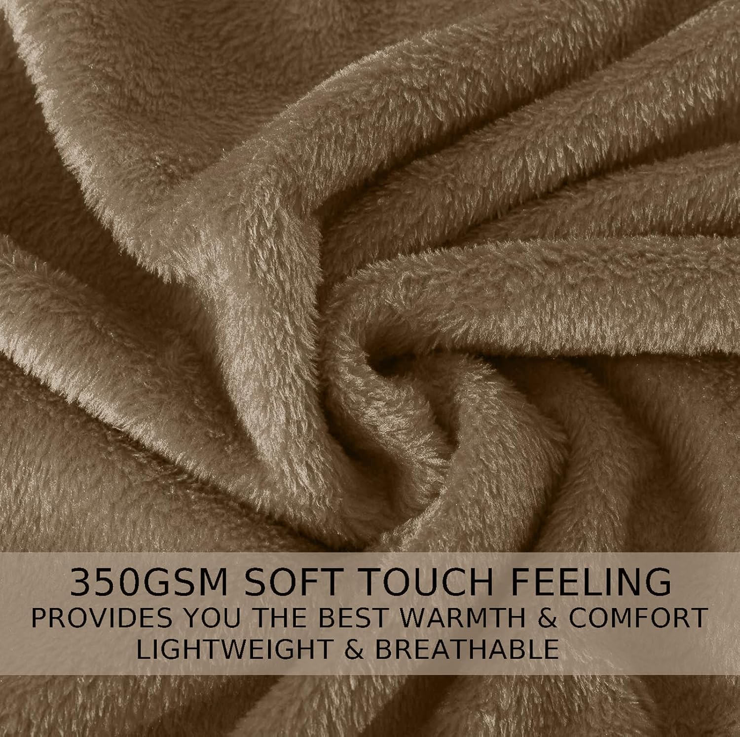 Soft Queen Size Blanket for All Season Warm Fuzzy Microplush Lightweight Thermal Fleece Summer Autumn Fall Winter Spring Blankets for Queen Full Bed Couch Sofa,90x90 Inches,Taupe - Image 8