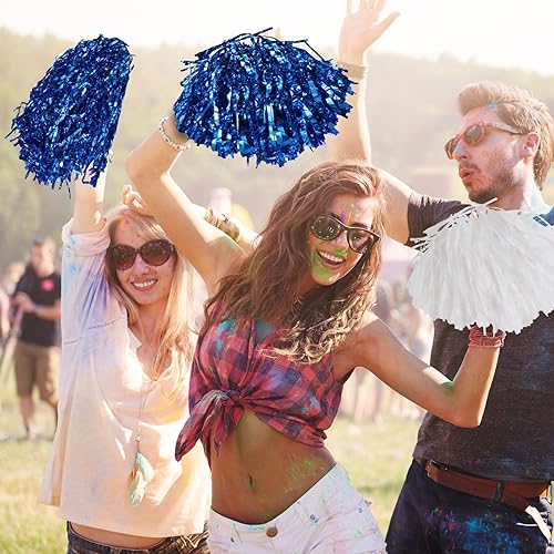 Miniatura 6 de 60 pompones de animadora de papel metálico con asas de plástico para animar al equipo, para animar a los escuadrones, deportes y bailar