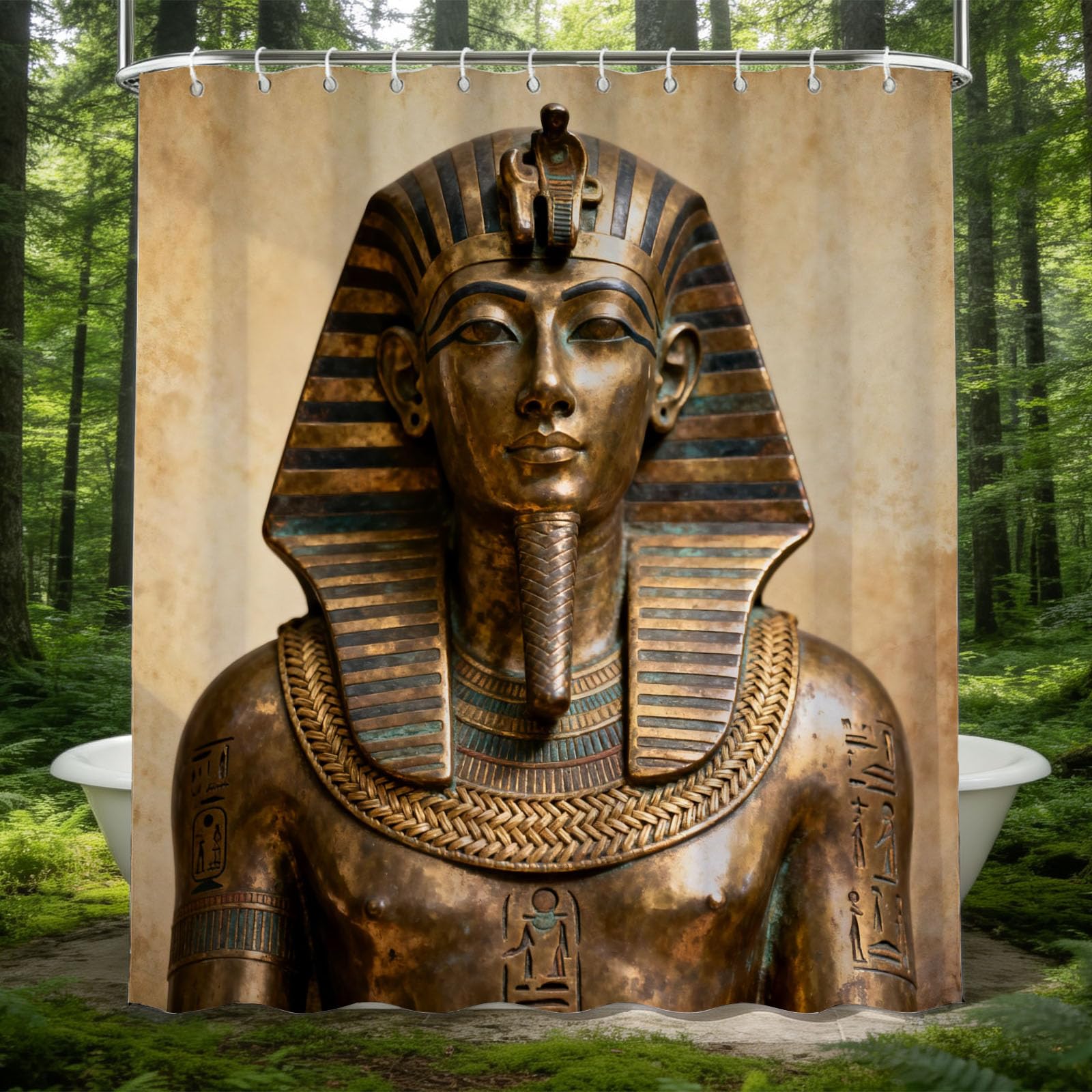 Hongduo 3D Pharaoh Shower Curtain for Stalls Bathtubs Unique Exotic Bathroom Decor Shower Curtain Set Polyester Fabric Waterproof 120x180cm/48X71 Inch with Hooks