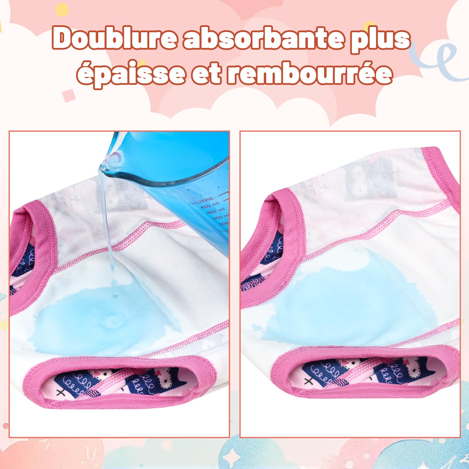 FLYISH DIRECT Culottes d Apprentissage pour Fille, Lot de 6 slip d apprentissage pour Garçons et Filles, Culotte Absorbants Enfant 100% Coton, Moments gourmands, 3 ans