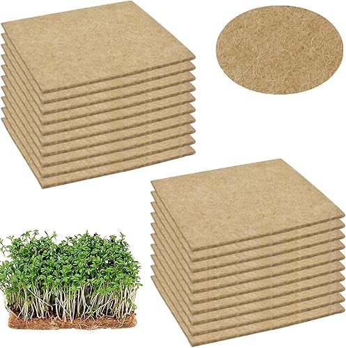 Halatool 10 almohadillas de yute para cultivo de plantas de cáñamo para microgreens que crecen 10 x 10 pulgadas, almohadillas de cultivo