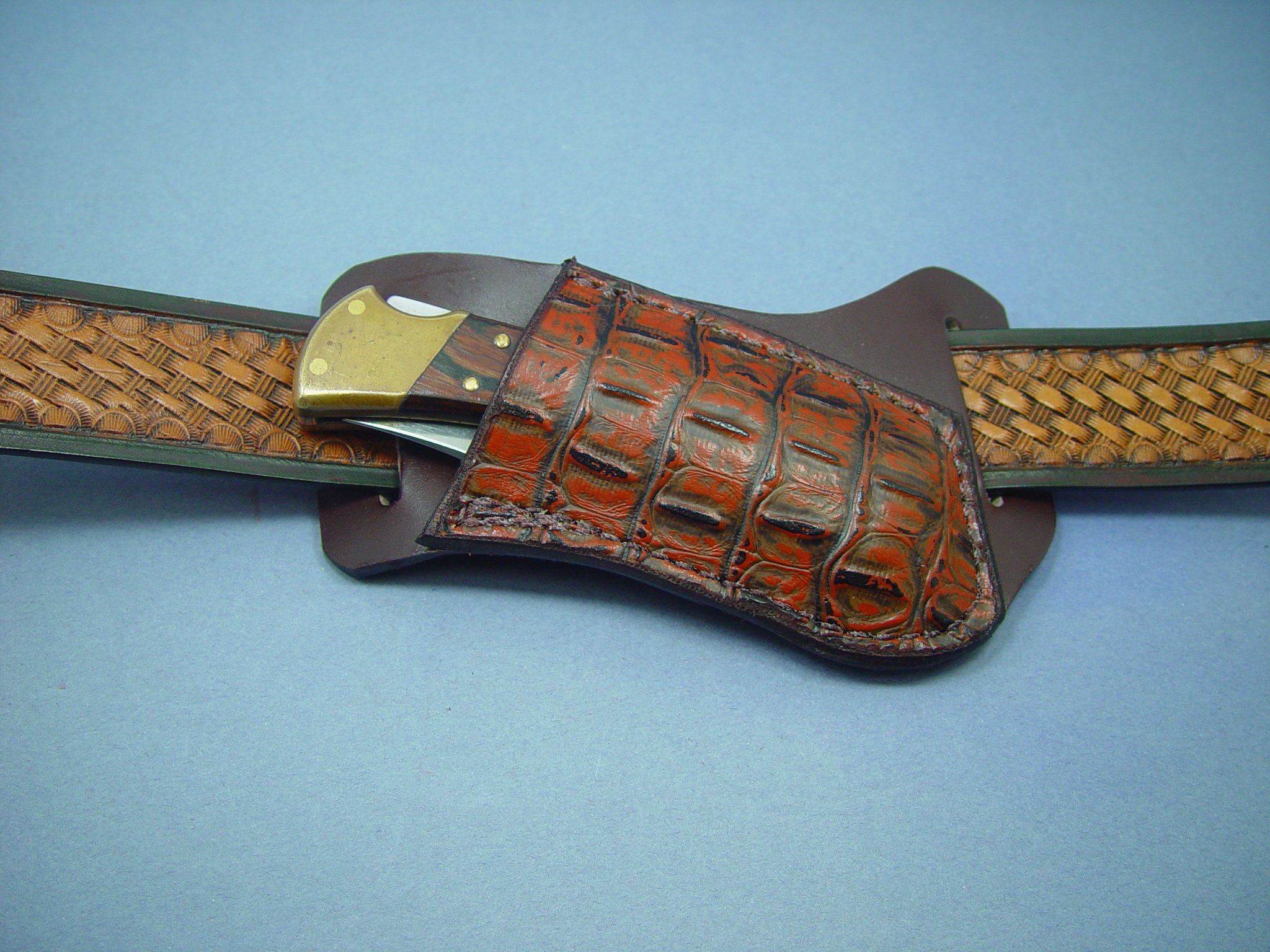 Leather Right Cross Draw Pocket Knife Sheath for a Buck 110 Are 112