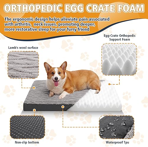 Miniatura 3 de Cama impermeable para perros, cama para mascotas de espuma viscoelástica suave y cómoda con parte inferior antideslizante, lavable a máquina, 35 x