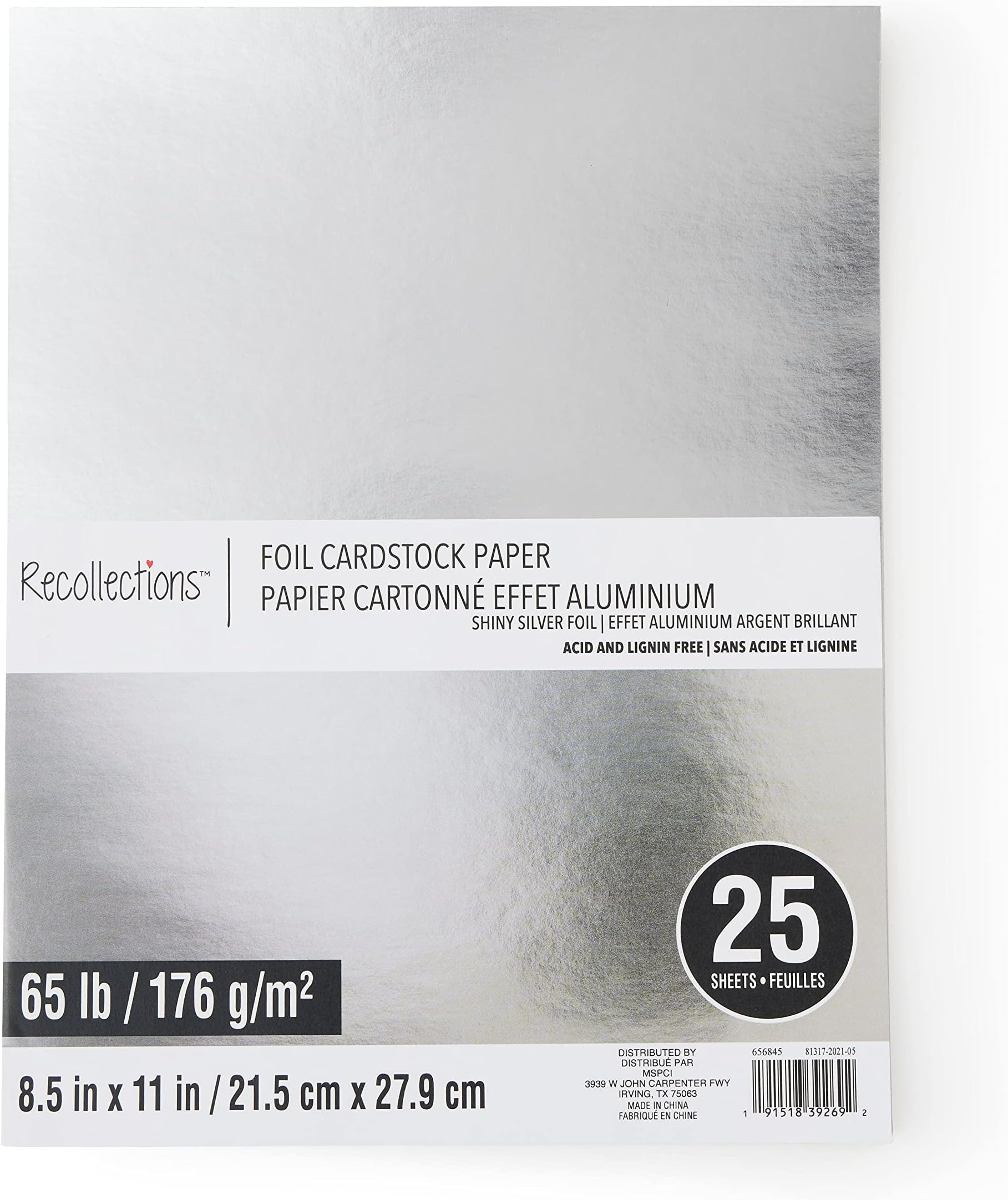 8.5”; x 11”; Foil Cardstock Paper by Recollections™, 25 Sheets