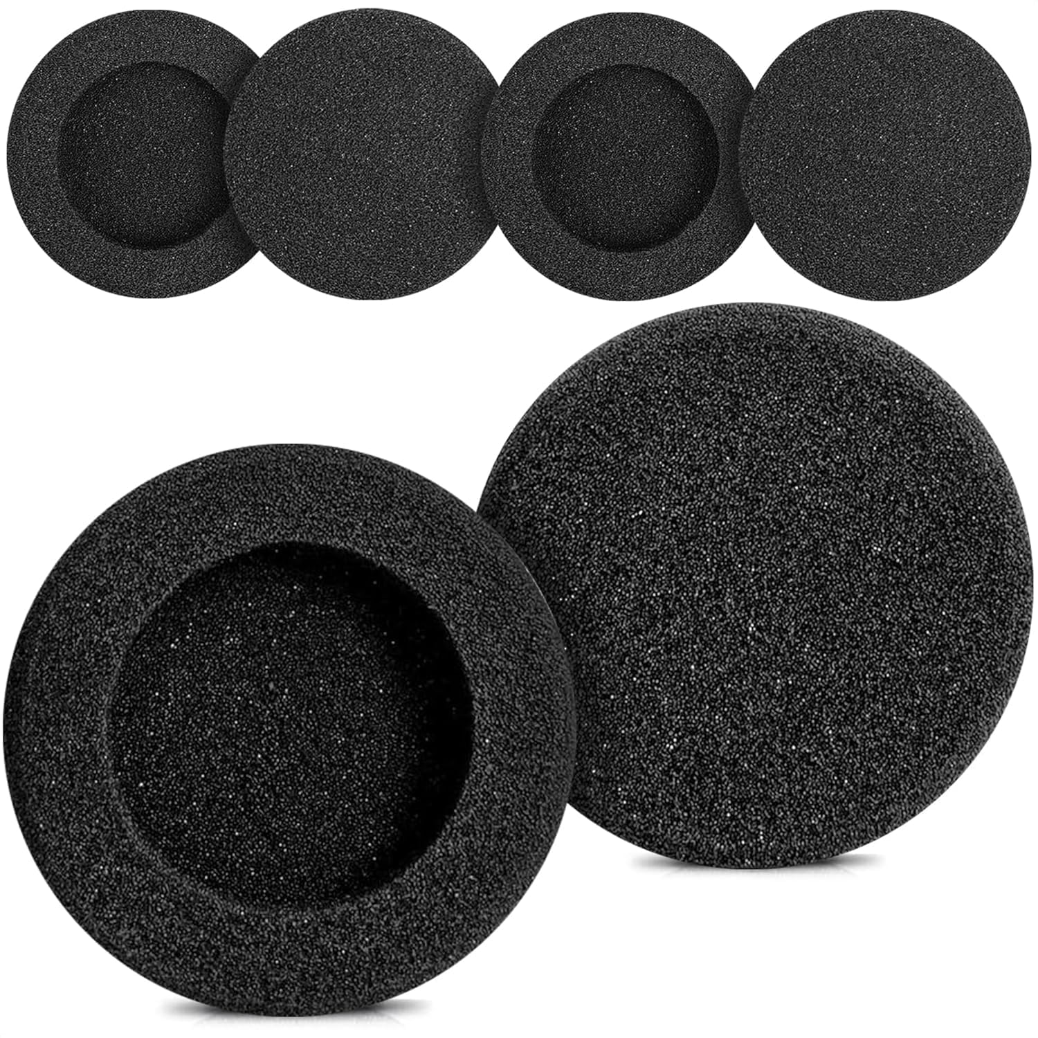 SpiderJuice 4Pc (2 Pairs) 55mm/5.5cm Black Replacement Soft Sponge Cushion Foam Pads On Ear Headphones Earphones Tips Cover Earmuffs Protects Ears and Improves Sound Quality