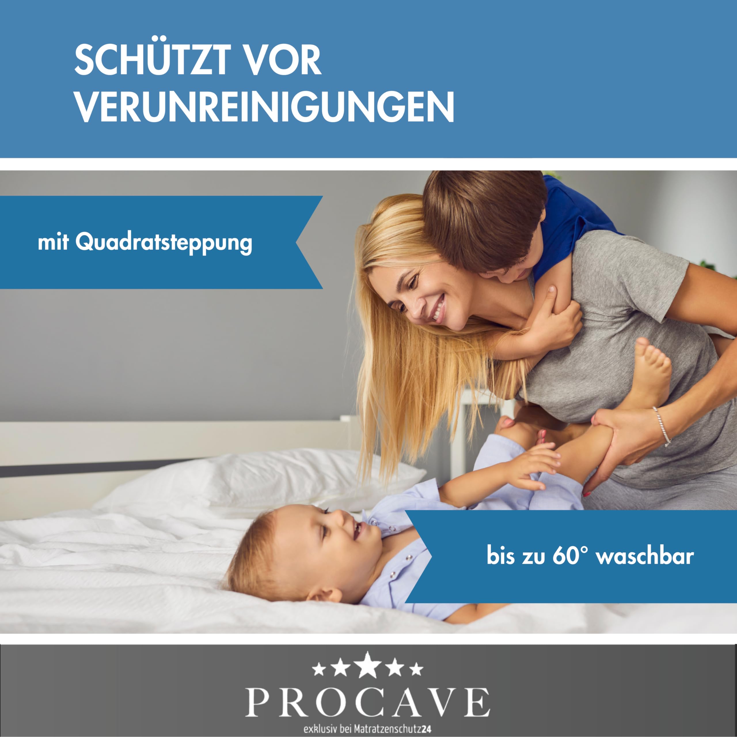 PROCAVE Micro-Comfort Matratzen-Bett-Schoner weiß 180x200 cm mit Spannumrandung | Höhe bis 30cm | Auch für Boxspring-Betten und Wasser-Betten geeignet | Microfaser | 100% Polyester | Matratzen-Auflage