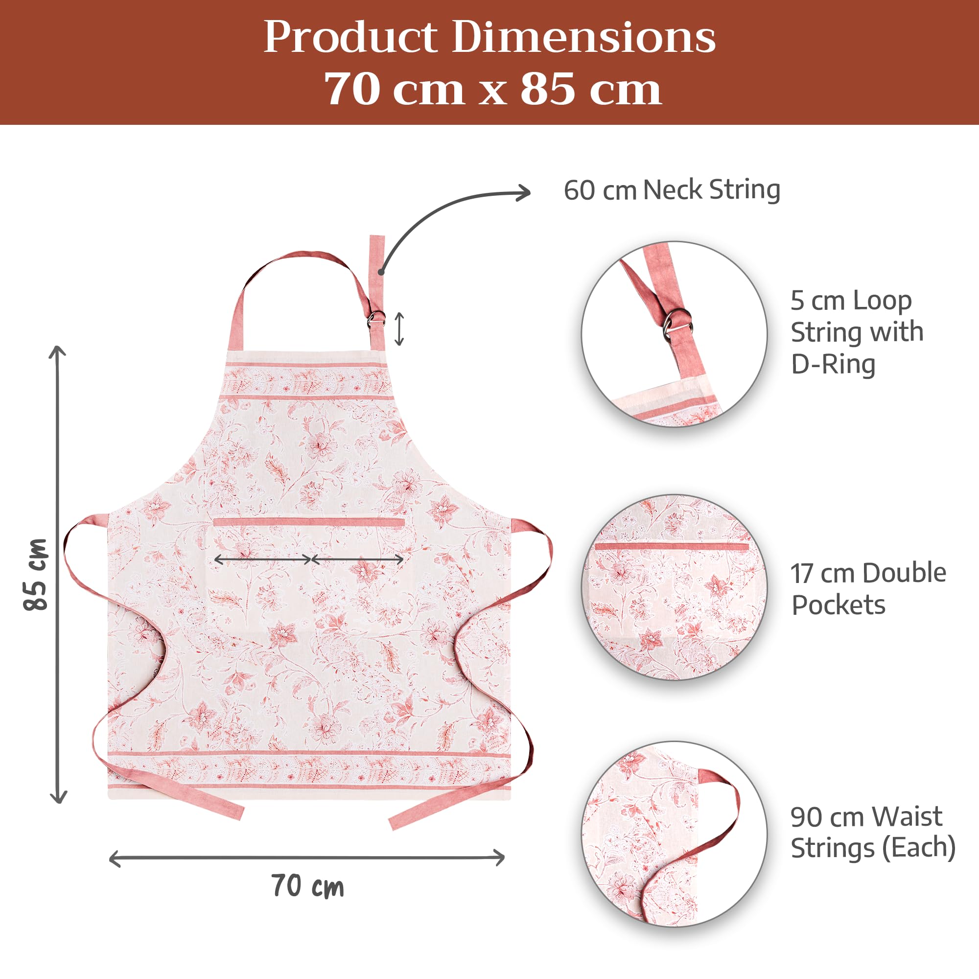 Maison d' Hermine Grembiuli da donna con tasca 100% cotone (69,85 x 80 cm) | Grembiule da uomo regolabile con laccetti lunghi per cuoco, matrimonio, cucina, giardinaggio, cameriera