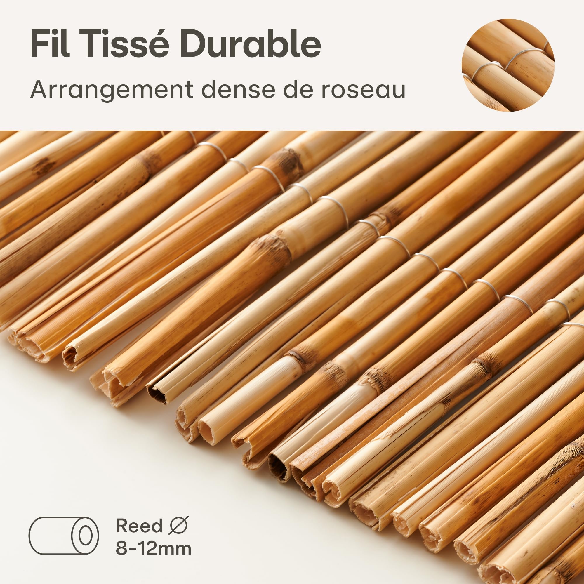 Canisse Roseau Naturel 1m x 3m FSC Certifié 100x300cm pour Balcon Jardin