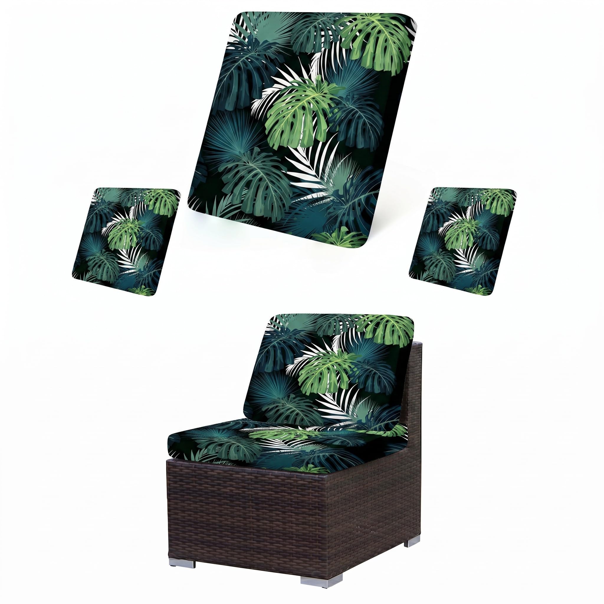 LiveGo Patio Stretch Sofa Cushion Cover Outdoor Cushion Cover Replacement Patio Furniture Cushions Couch Slipcovers Chair Seat Cover Soft Flexibility Protector (3, Flower A)