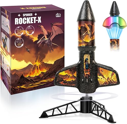Lanzacohetes para niños, 200 pies de altitud de vuelo, modelo de cohete con juego de lanzamiento, cohetes de juguete para exteriores con paracaídas