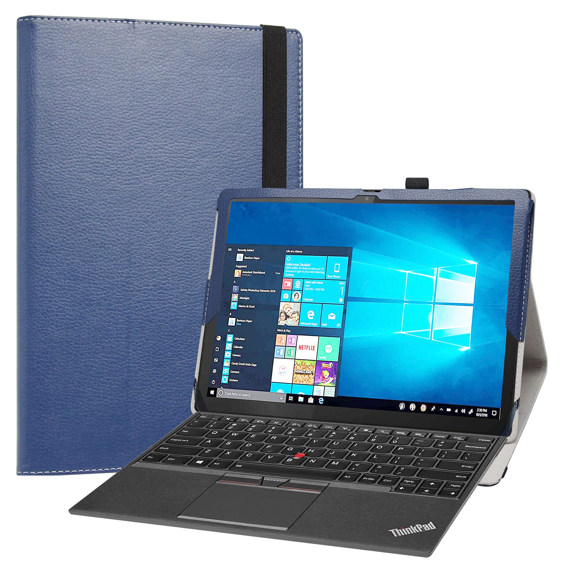 Junfire Custodia per Lenovo ThinkPad X12 Detachable Gen 2/ThinkPad X12 12.3 Pollici 2024/2021 Custodia con Cavalletto Rotabile, Cinghia da polso, Tracolla e Portapenne Compatibile con Tastiera Nero