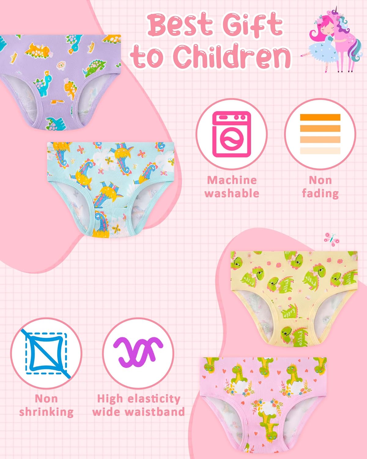 100% Cotton Girls Underwear Tagless Comfort Toddler Panties (6-Pack) - Image 6