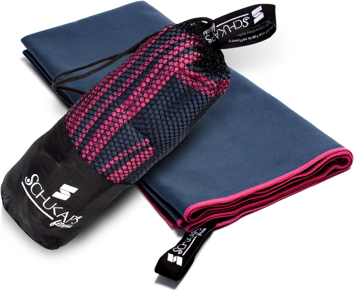 Schukaps Microfiber Antibacterial Travel Towel - Quick Dry for Camping Gym Pilates Beach Pool and Sports Fitness - (150x80cm, Navy Blue - 150x80cm)