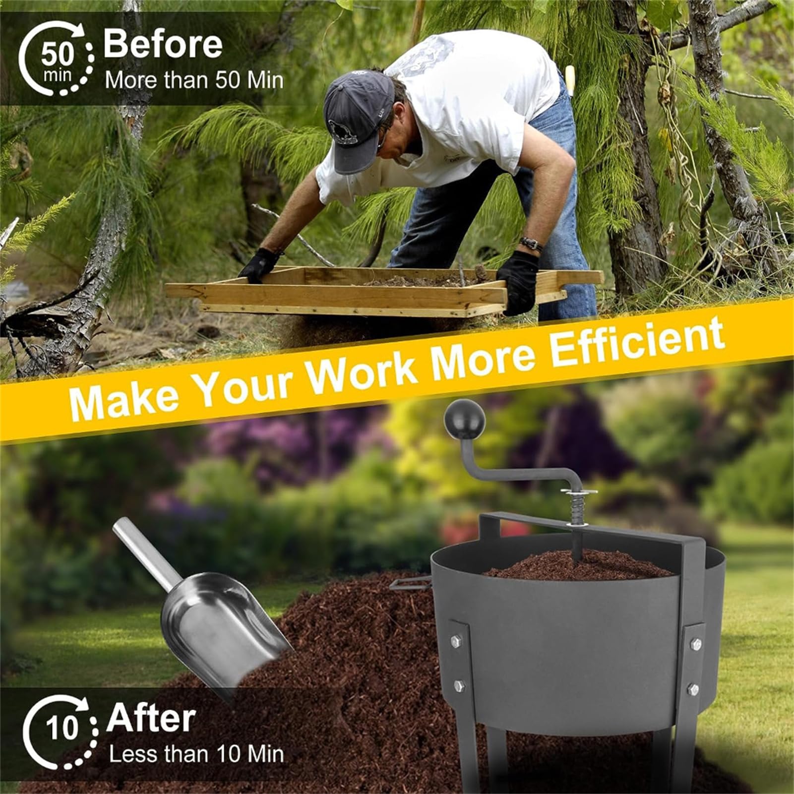 Setaccio Per Terreno In Acciaio Inox - Con Manico, Per Giardinaggio E Compost - Foto 5