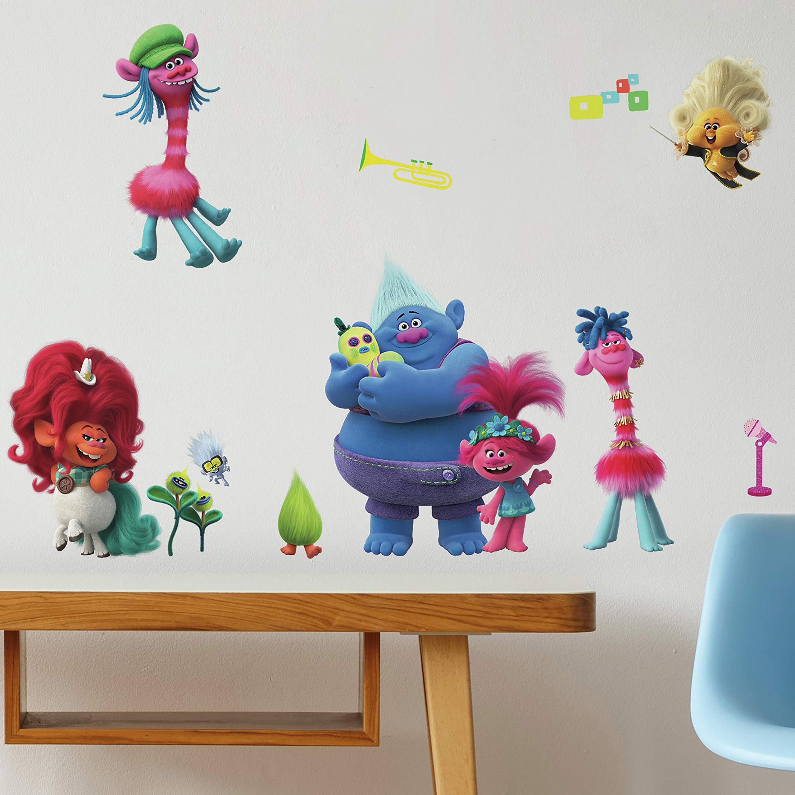 RoomMates Trolls World Tour Abzieh-Wandaufkleber – 24 Stück, Bunt, Repositionierbar
