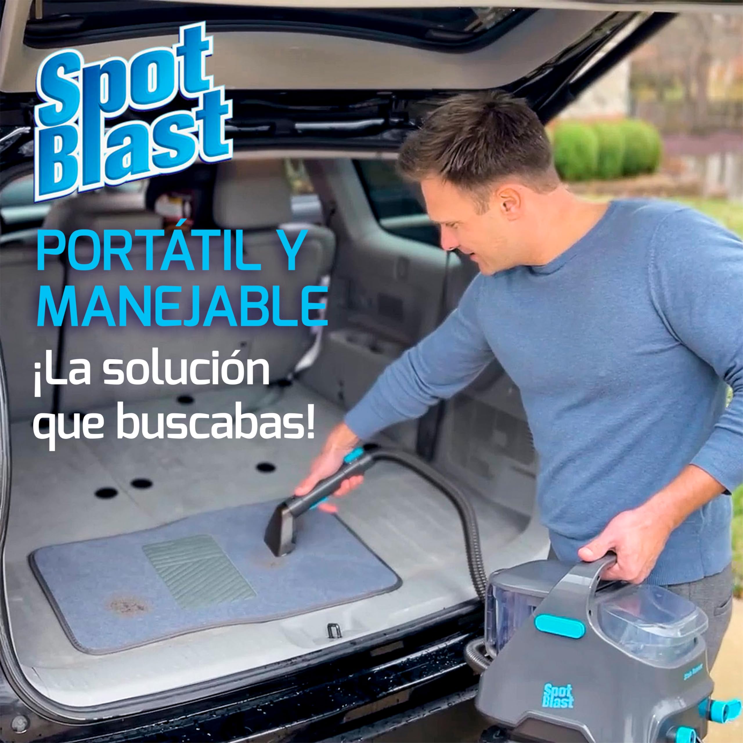 SPOT BLAST Aspirador Limpiador de Tapicerías 3 en 1 650W – Limpia Manchas en Sofás, Alfombras, Colchones, Asientos del Coche – Depósitos de Agua Limpia/Sucia Extraíbles, Portátil y Potente