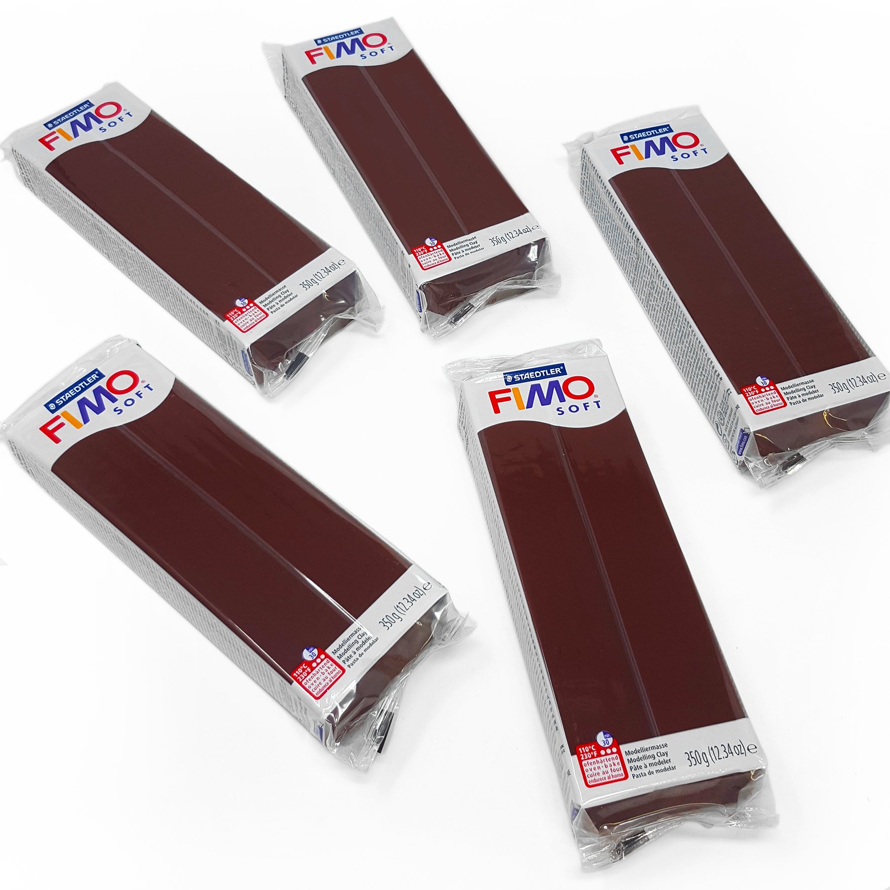 FIMO Soft 350g Polymer Modelling Clay - Oven Bake Clay - 5 X Chocolate (5 For The Price Of 4
