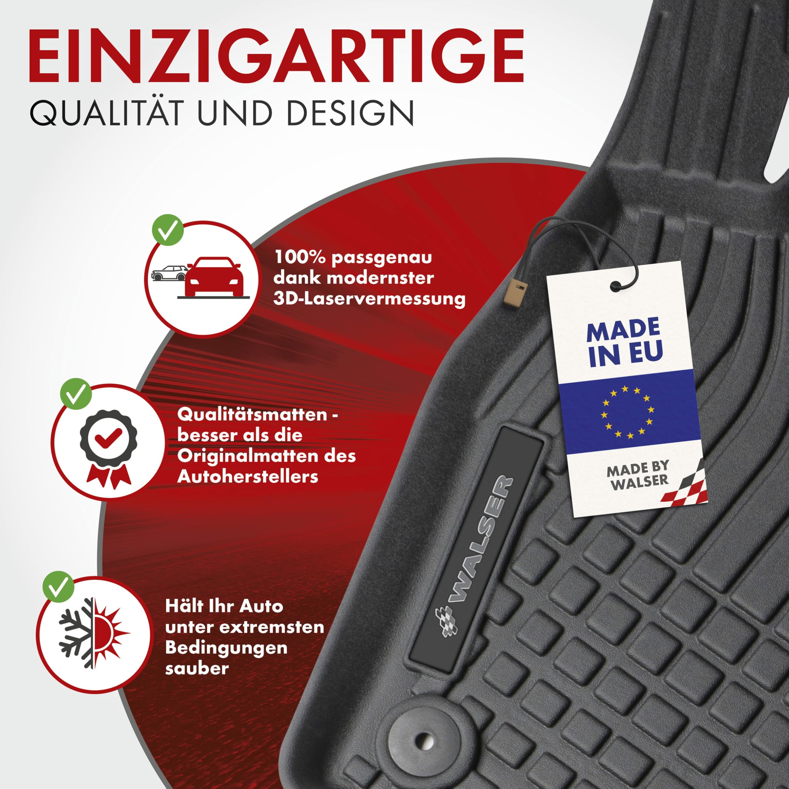 Walser Premium dywaniki samochodowe do Cupra Formentor (KM7) 07/2020-Dziś, Seat Leon (KL1) 11/2019-Dziś, 100% dopasowane gumowe dywaniki samochodowe - wykonane w UE, trwałe dywaniki samochodowe