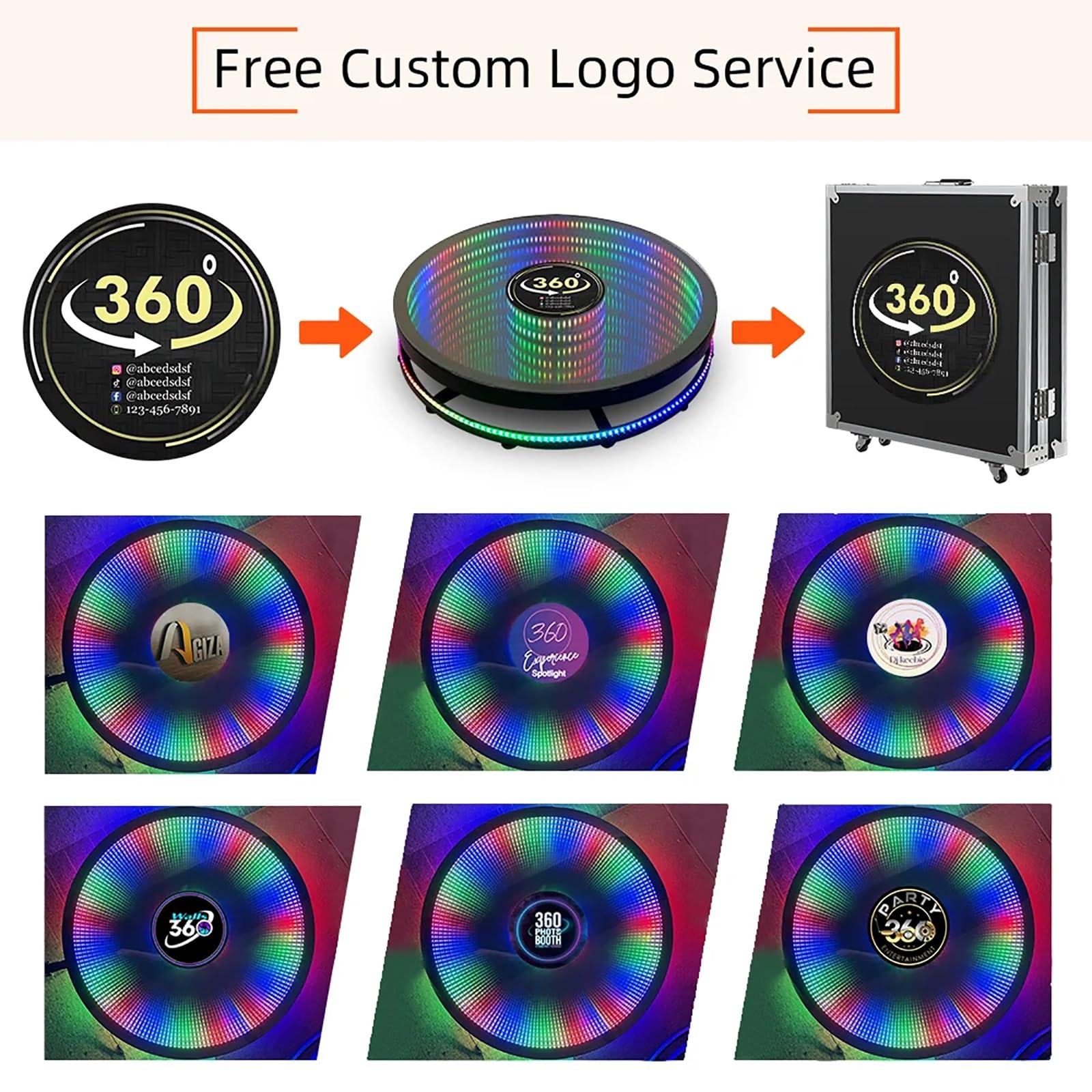 Photo Booth 360 con piattaforma per selfie, APP e telecomando, luce ad anello RGB, rallentatore automatico, cabina video rotante con custodia per matrimoni ed eventi