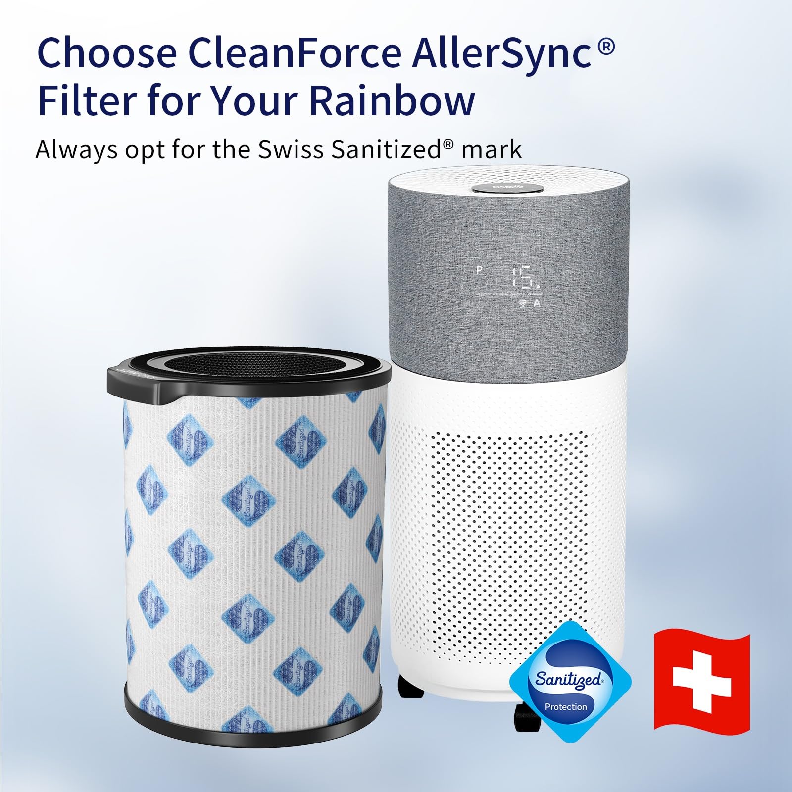 Genuine CleanForce AllerSync MaxPure H13 True HEPA Sanitized Air Filter for Rainbow Series, filters Dust, Somke, Pollen, Lint, Allergens, Pet Hair Dander and Odors