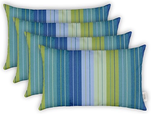 RSH DECOR Sunbrella Juego de 4 almohadas lumbares  20 x 12 pulgadas  Tela de rendimiento resistente al agua y a la decoloración  Fundas de almohada