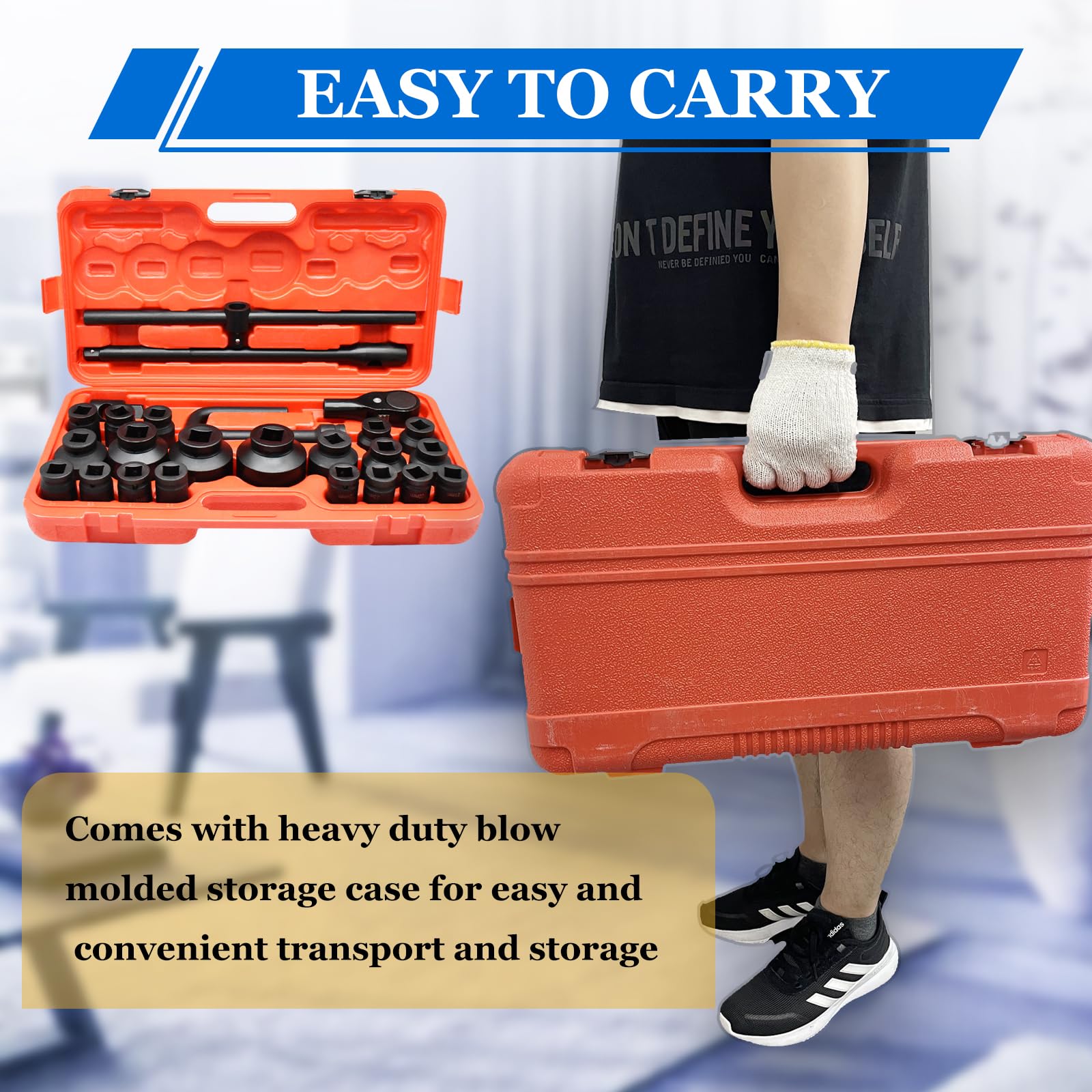 26 pcs 3/4" and 1" Deep Impact Socket Set 6Point Metric Sockets CRMO