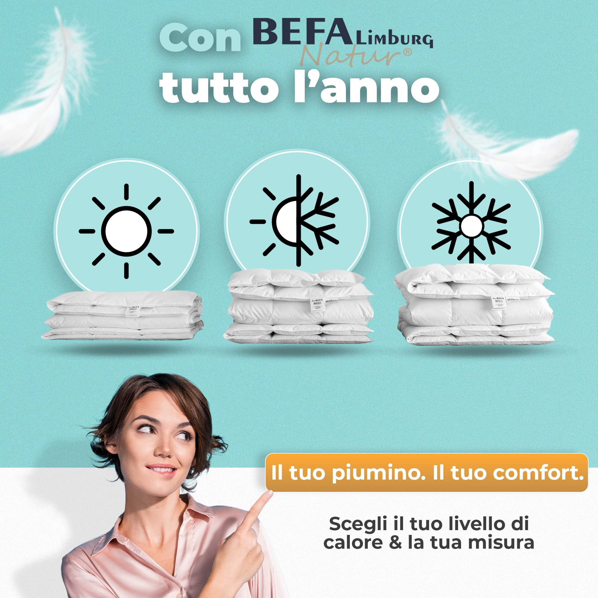 BEFA NATUR Couette en Pur Duvet Toutes (1, Piumino invernale, 155x220 cm)