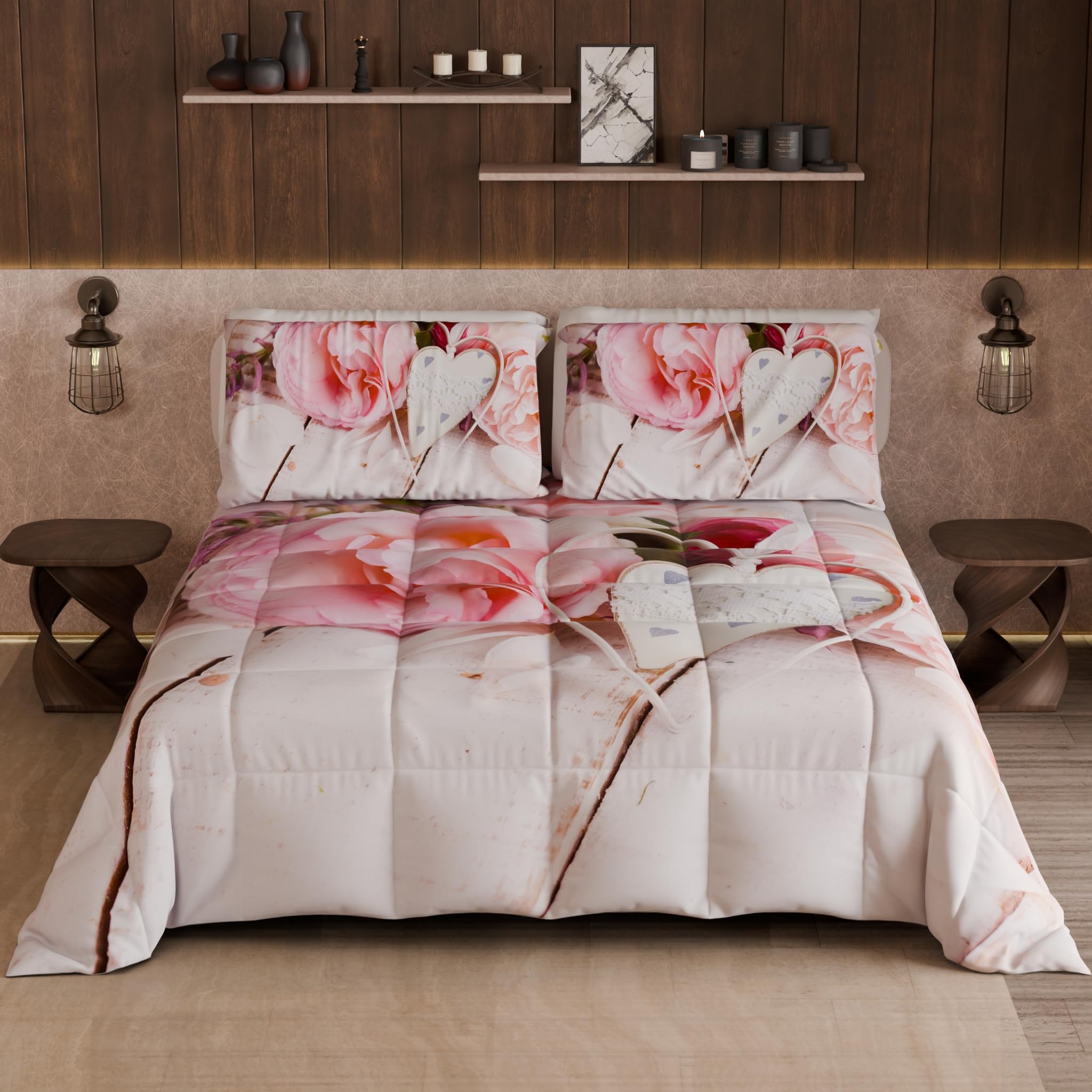 PETTI Artigiani Italiani - Trapunta Matrimoniale Invernale, Piumone Matrimoniale, Trapunta Double Face Tinta Unita e Stampa Digitale Country Chic, Made in Italy