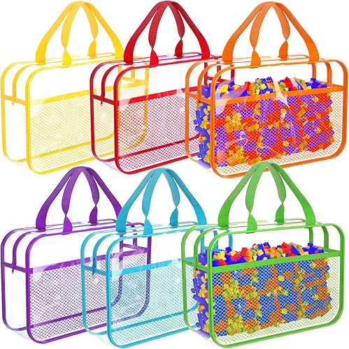 Miniatura 9 de Juego de bolsas de almacenamiento de juguetes con cremallera para niños y niñas, 4 bolsas organizadoras de almacenamiento de PVC grandes con