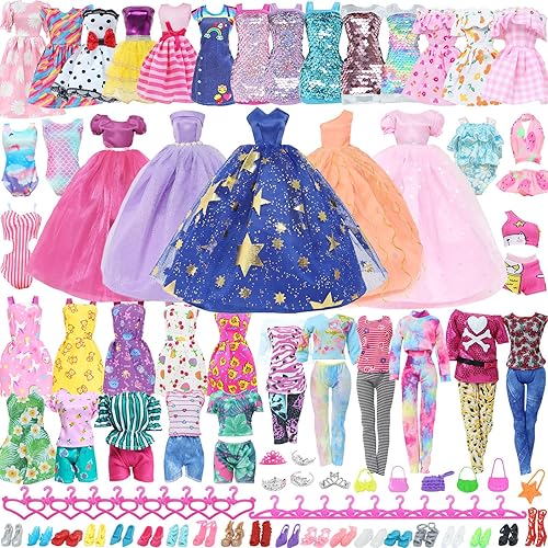 5 juegos de ropa de muñeca de moda vestidos y pantalones para muñecas de 115 pulgadas trajes de muñecas de estilo aleatorio accesorios de muñeca