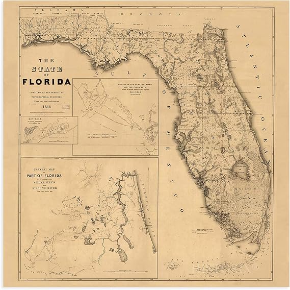 配送員設置送料無料 中古 輸入品 未使用 Set Of 4 Ceramic Florene Nautical Map Decor Print Of Vintage Florida Chart With Pirate Wheel Set Of 4 Ceramic Tile Coasters 最安値に挑戦 Maryahspa Com