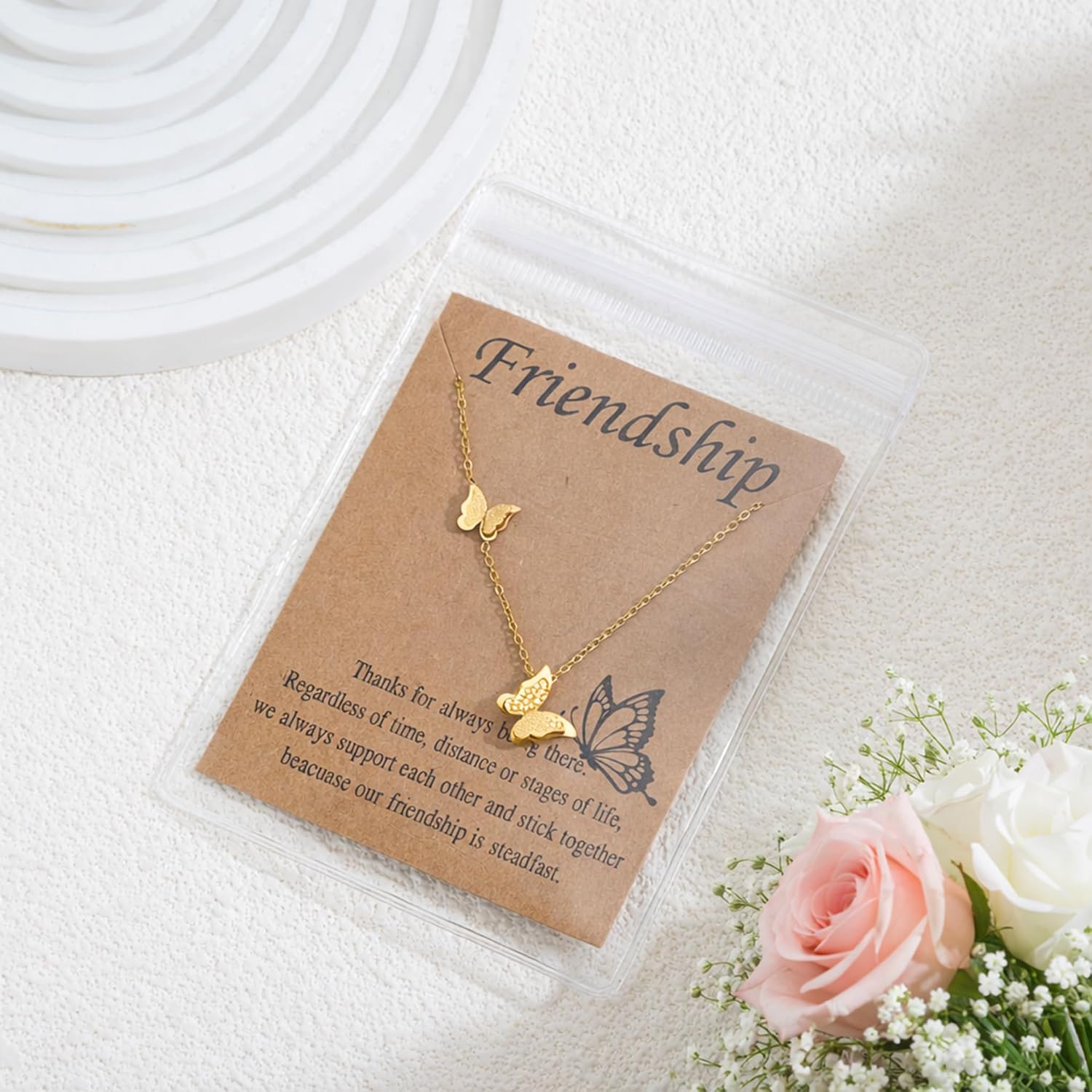 Bridesmaids Thank You Gifts, 6 Pcs 18K Gold Plated Necklace Set with Lace Bags and Message Cards, Wedding & Friendship Appreciation Jewelry for Women - Image 7