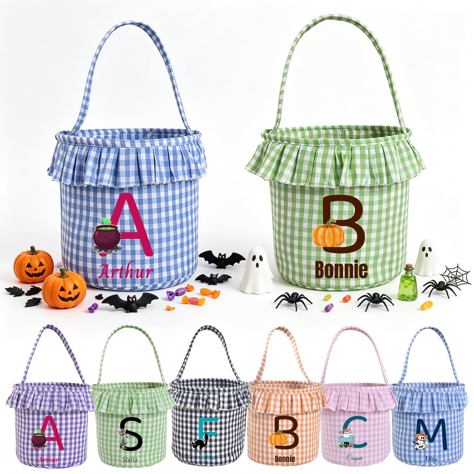 Personalised Halloween Basket, Custom Name Trick or Treat Bucket