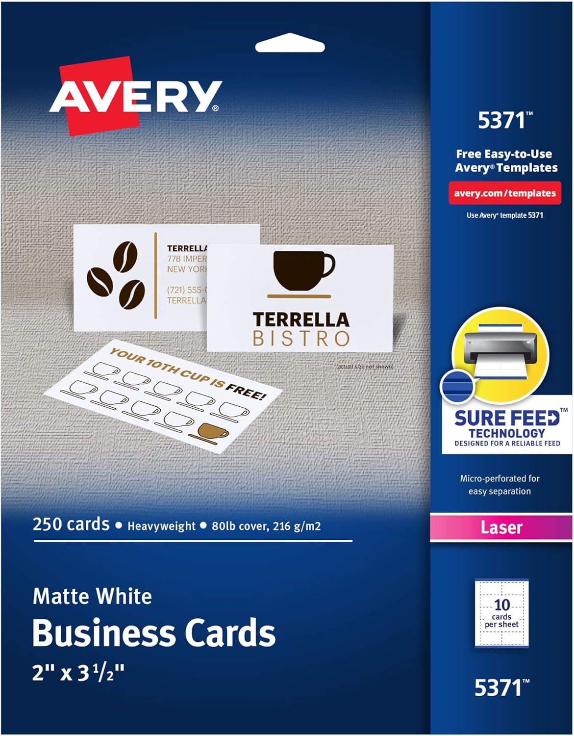 Avery Printable Business Cards with Sure Feed Technology
