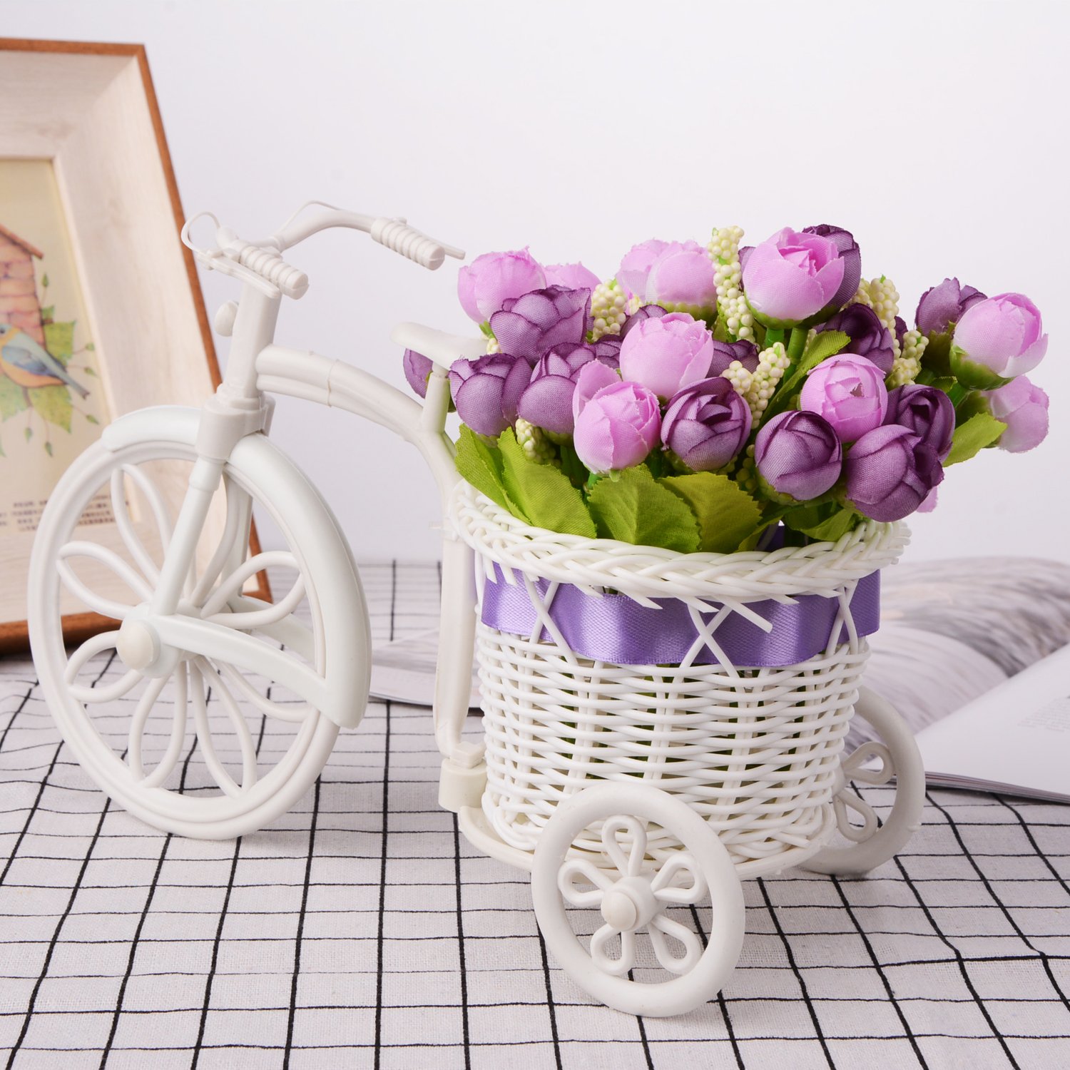 Amazon｜takefuns Garden Nostalgic自転車人工花装飾植物