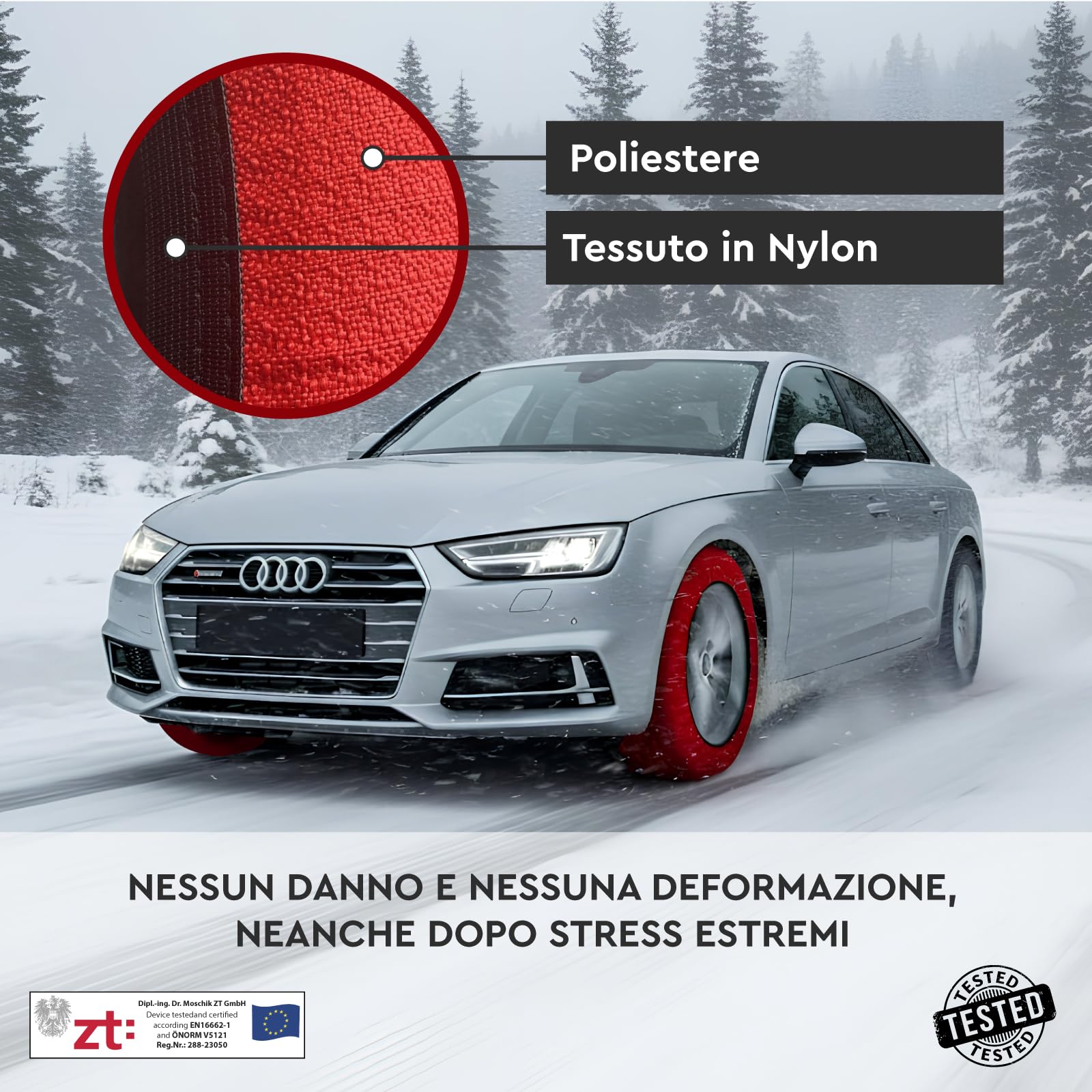 Calze da Neve per Auto Omologate Italia EN 16662-1 Taglia S - DriveonSnow EssentialGo Montaggio Rapido 2 Min - Rispetta Obbligo di Legge Adatte a Nevicate Occasionali anche Veicoli non Catenabili