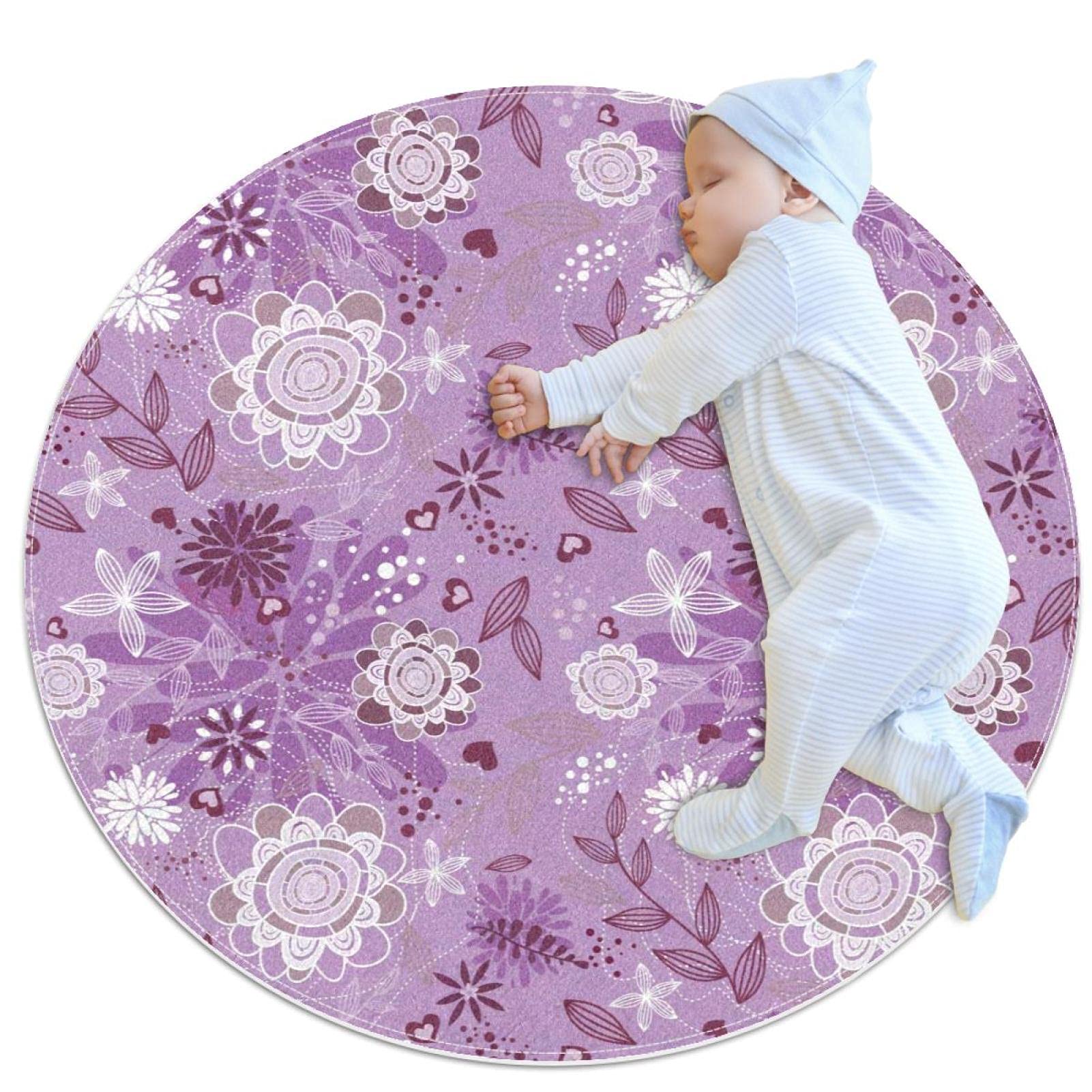 Tapis de salle de bain antidérapant de 1m blanc et fleuri